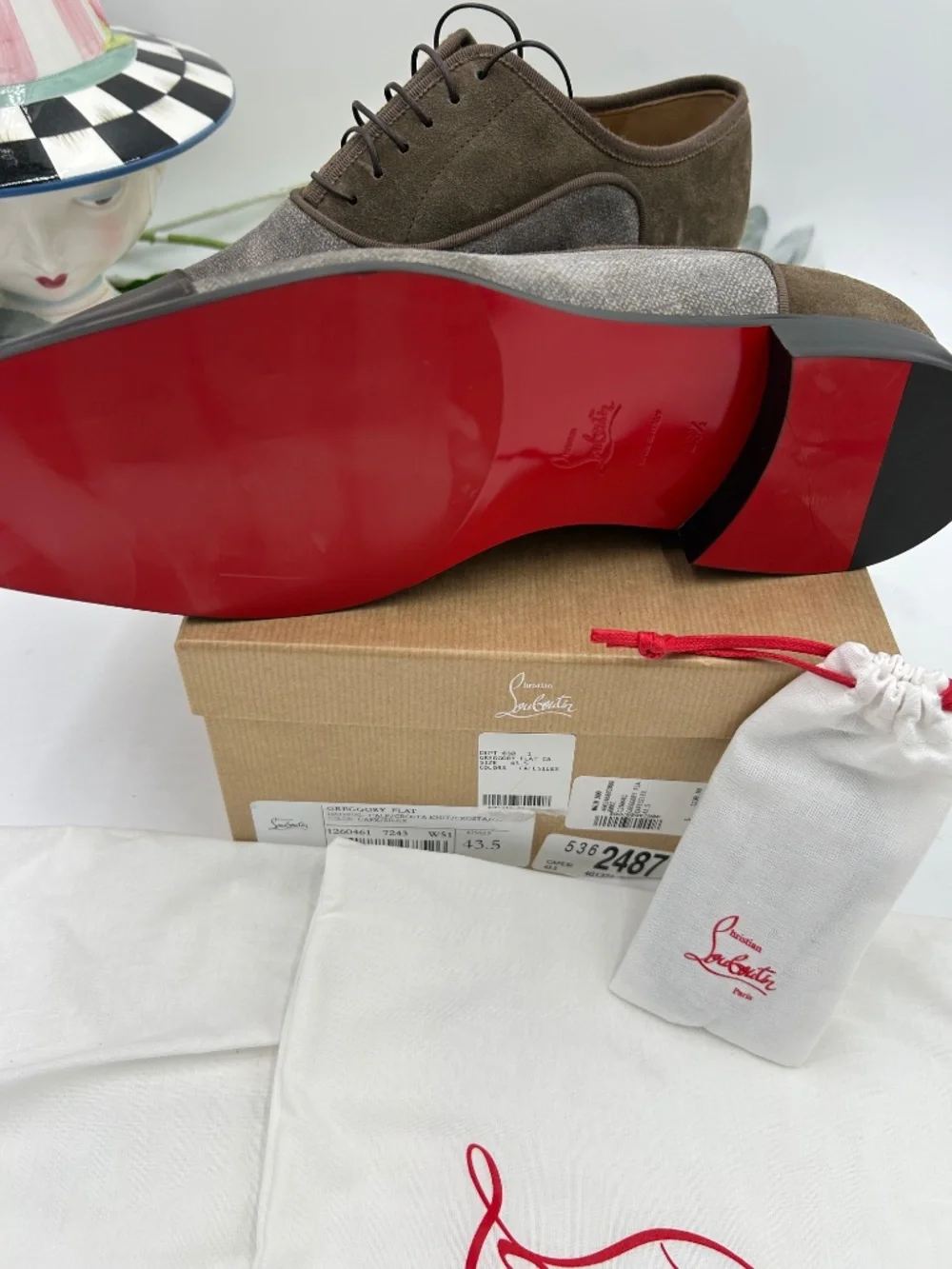Men’s Christian Louboutin Greggory Mixed Media Oxford Shoes.  Size 43.5/10.5 US